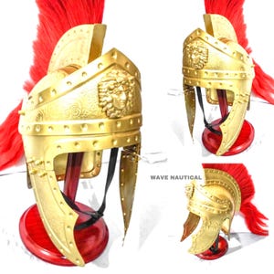 Roman Centurion Helmet – Fully Wearable, Greek Engraved Design Helmet – Perfect for Cosplay & Collectors,Halloween ,Templar Knight Helmet