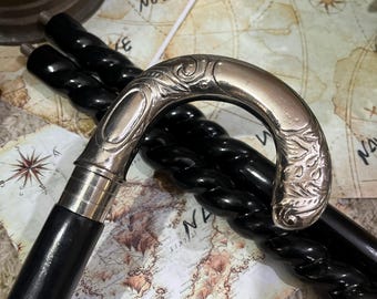 Gehstock Silber,Gehstock aus Holz,Vintage Designer,Gehstock,Gehstock,Geschenk für Vater,Frauen und Männer
