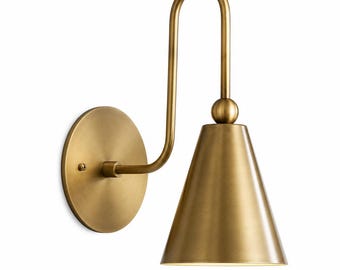 Aplique de pared dorado antiguo de mediados de siglo, luz de pared interior con iluminación ascendente y descendente (lámpara de pared doble), iluminación moderna hecha a mano de estilo vintage italiano