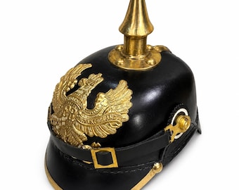 Casco alemán Pickelhaube: casco imperial prusiano, sólido, de cuero, perfecto para cosplay y coleccionistas, Halloween, casco de caballero templario, regalo.