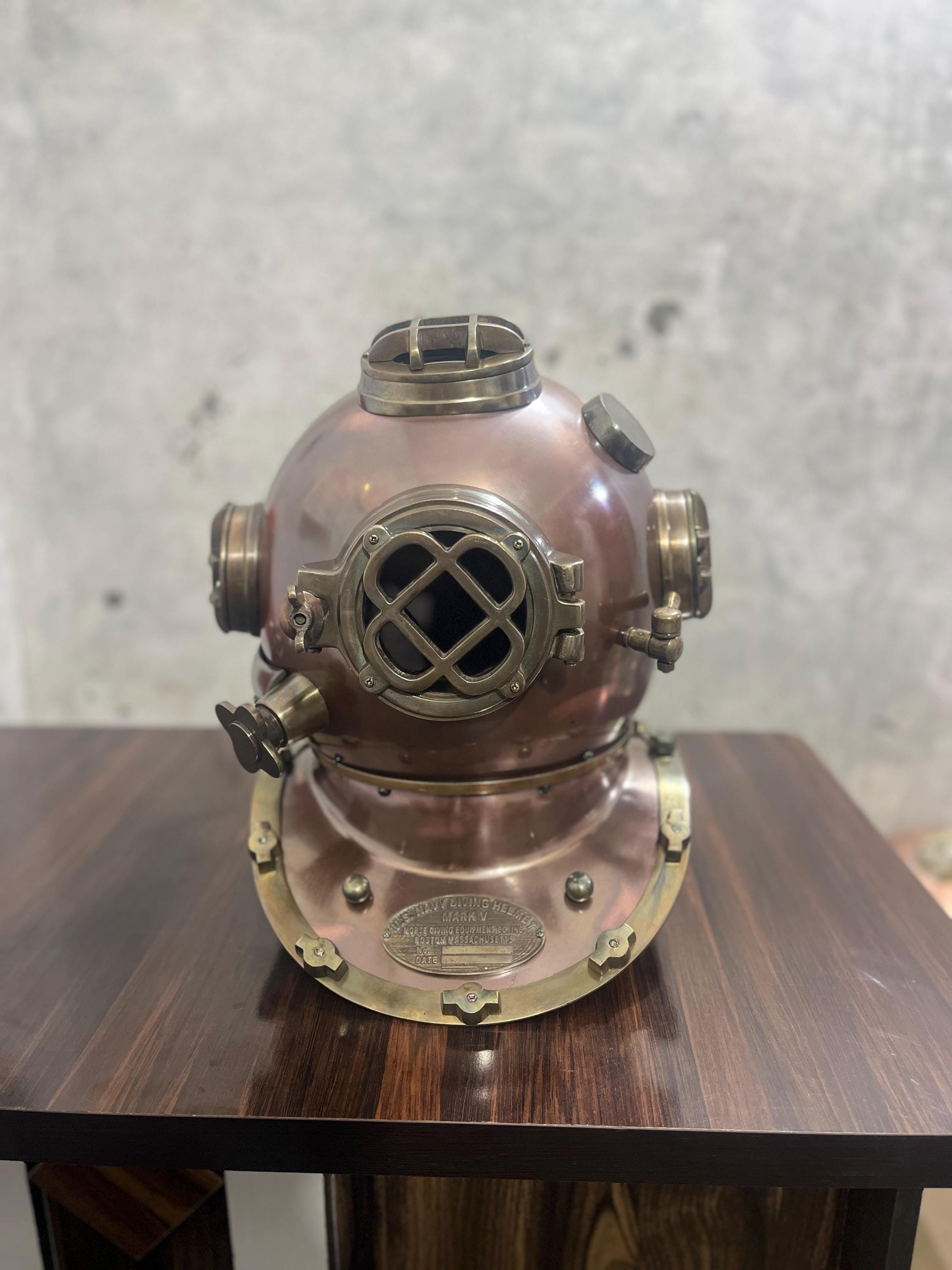 マークV米海軍潜水ヘルメットレプリカ、ヴィンテージ風真鍮＆スチール 