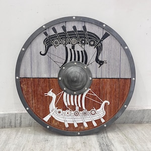 Mittelalterliches Wikingerschild - Holzschild, Schaukampftaugliches Wikingerschild,Perfekt für Cosplay & Sammler,Halloween,Wanddekoration