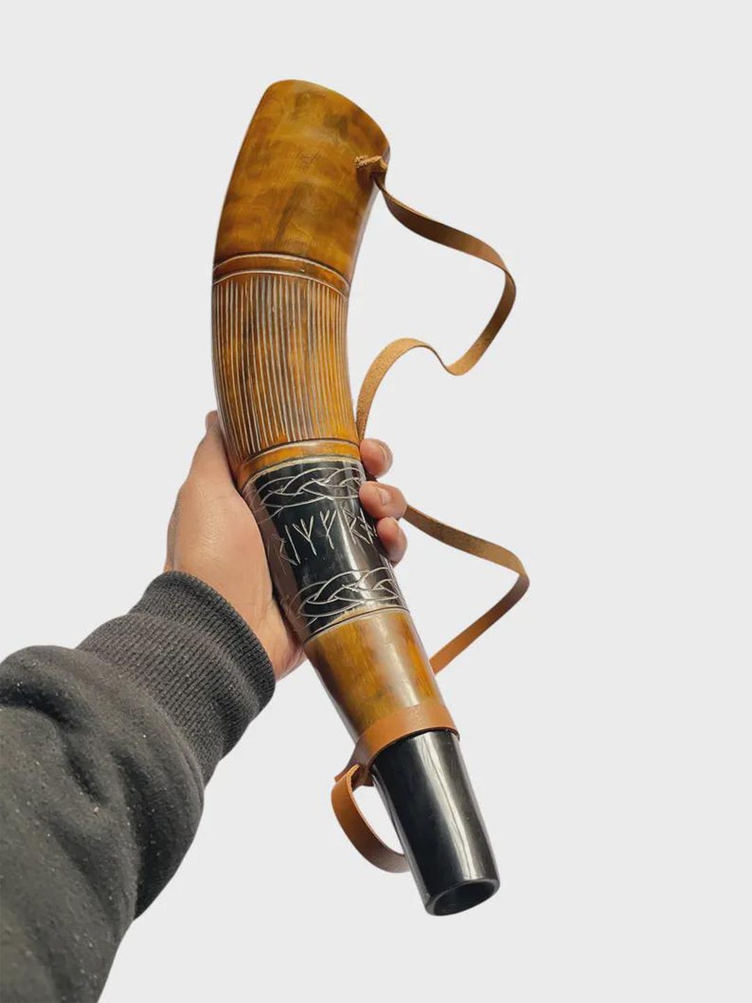 Medieval VIKING WAR HORN Battle Trumpet Hand Engraved Blow Horn 16 ...