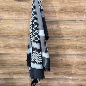 Palestine Black and WhiteArab Scarf,Habibi ,Military Shemagh Keffiyeh,Traditional Desert Arab Style Headscarf,Unisex,Eid gift,Arafat Cotton,