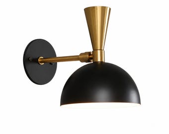 Handmade Brass Shade Wall Light Fixture,1950s Mid Century Wall Sconce Pair – Italian Brass Light Fixtures – Vintage Style Handmade Gift