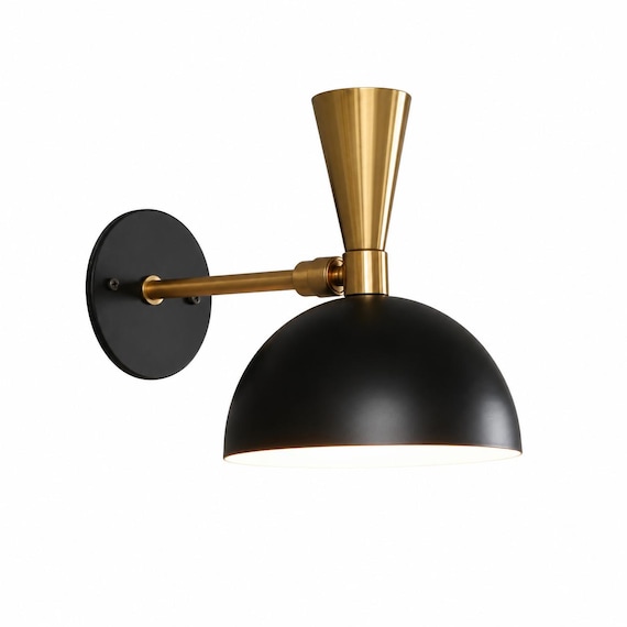 Actual pair of 1950s Italian handmade brass wall sconces — the kind of real mid-century lighting you'd find in a Milan apartment, not a reproduction.