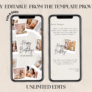 Editable - Ecard Birthday Card Template, Animated Birthday Card Template, Collage Birthday Card, Editable Template Canva - Digital Download