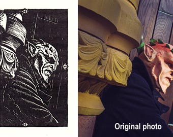 Odru'Shaggorath - Hand Printed Gothic Linocut Wall Art