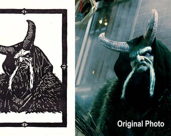 Krampus - Hand Printed Gothic Linocut Wall Art