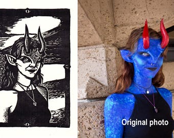 Kisari - Hand Printed Gothic Linocut Wall Art