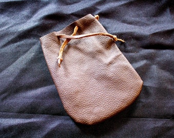 Small Leather Drawstring Pouch