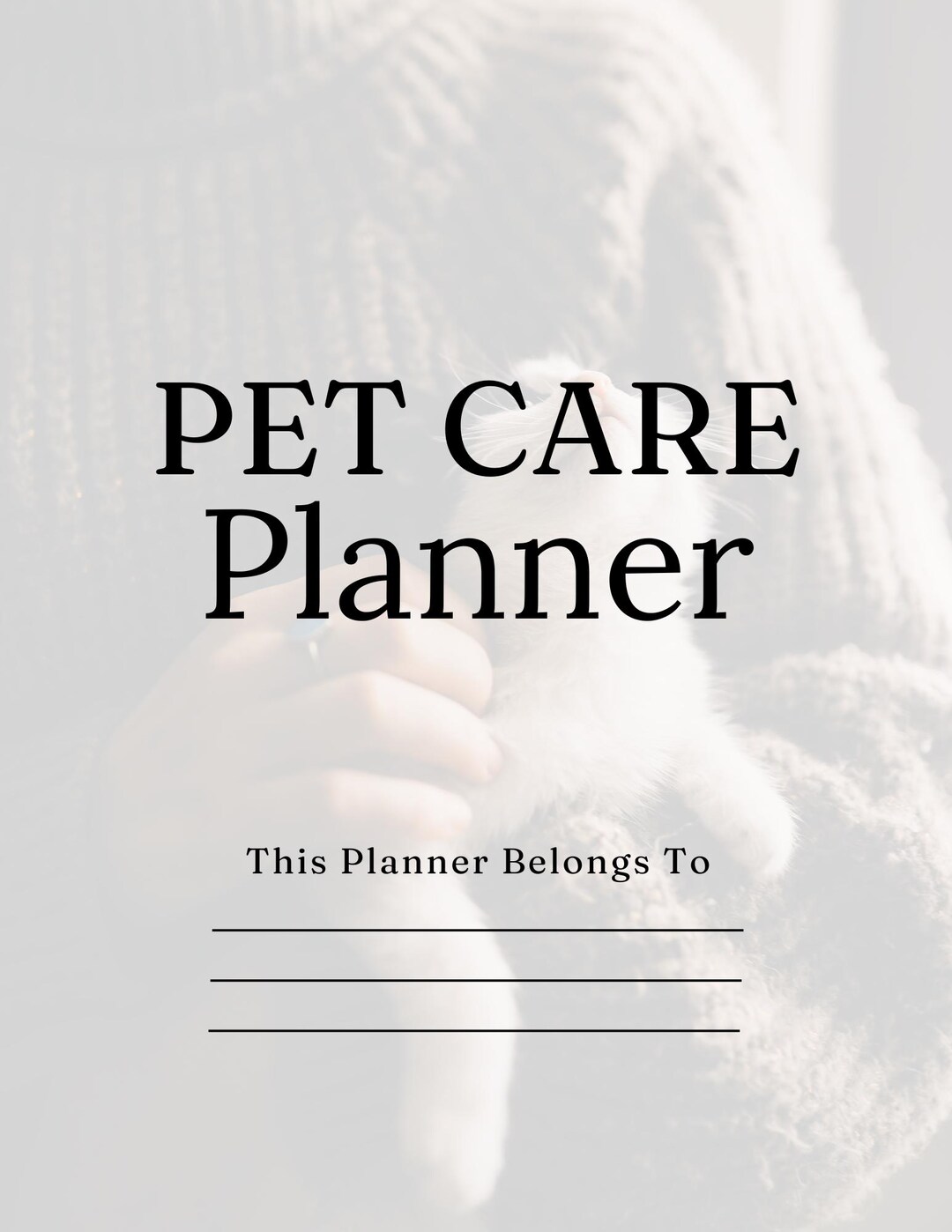 Pet Care Planner | Printable Pet Health Vet Tracker Feeding, Grooming ...