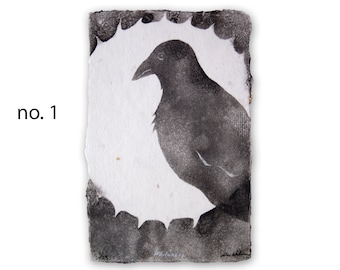 Wholeness (Crow Divination Series) – bird pulp painting on handmade paper with Viking rune watermark, Sowelu (2023), Item No. 375.001_008