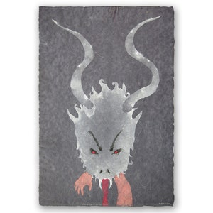 I Carry Them to My Lair to Eat: Krampus Pulp Painting on Handmade Abaca and Cotton Paper with string inclusions (2014), Item 163.03