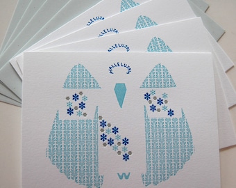 Hallelujah Angel – Set of 4 Christmas Holiday Season Letterpress Printed Cards, Blank, Item No. 21.03