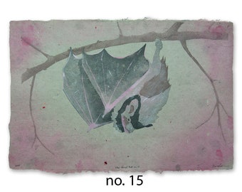 Silver-Haired Bat (Lasionycteris noctivagans) – pulp painting on handmade paper (2023), Item No. 201.015_19