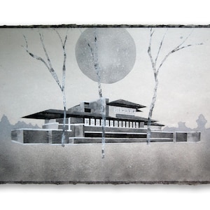 Robie House No. 14 (Frank Lloyd Wright): pittura pulp su carta fatta a mano (2025), Art. n. 164.014