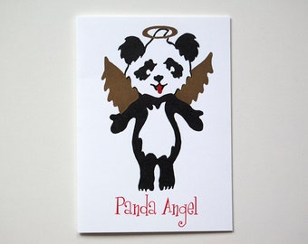 Panda Angel – Single Letterpress Printed Card, 3-color, Blank – from the Pandas for Panda series, item no. 176.01