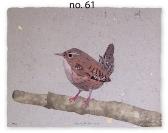 King of All Birds – Eurasian Wren -- pulp painting on handmade paper (2023), Item No. 283_061_66