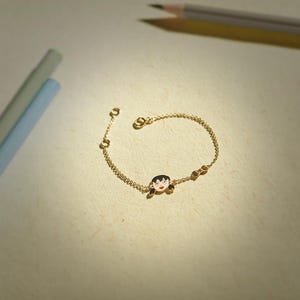 14k Solid Gold Baby Bracelet Charm, Adjustable Child Bracelet for Kids, Baby Shower Gifts, Baby Shower Gifts, Children Jewelry, Baptize Gift