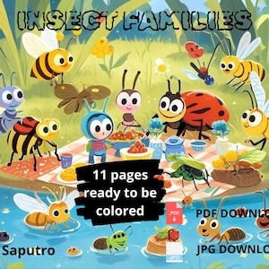 Bug Family Coloring Pages - Printable Insect Activity for Kids I Nature Home school Worksheets and Educational Coloring Sheets