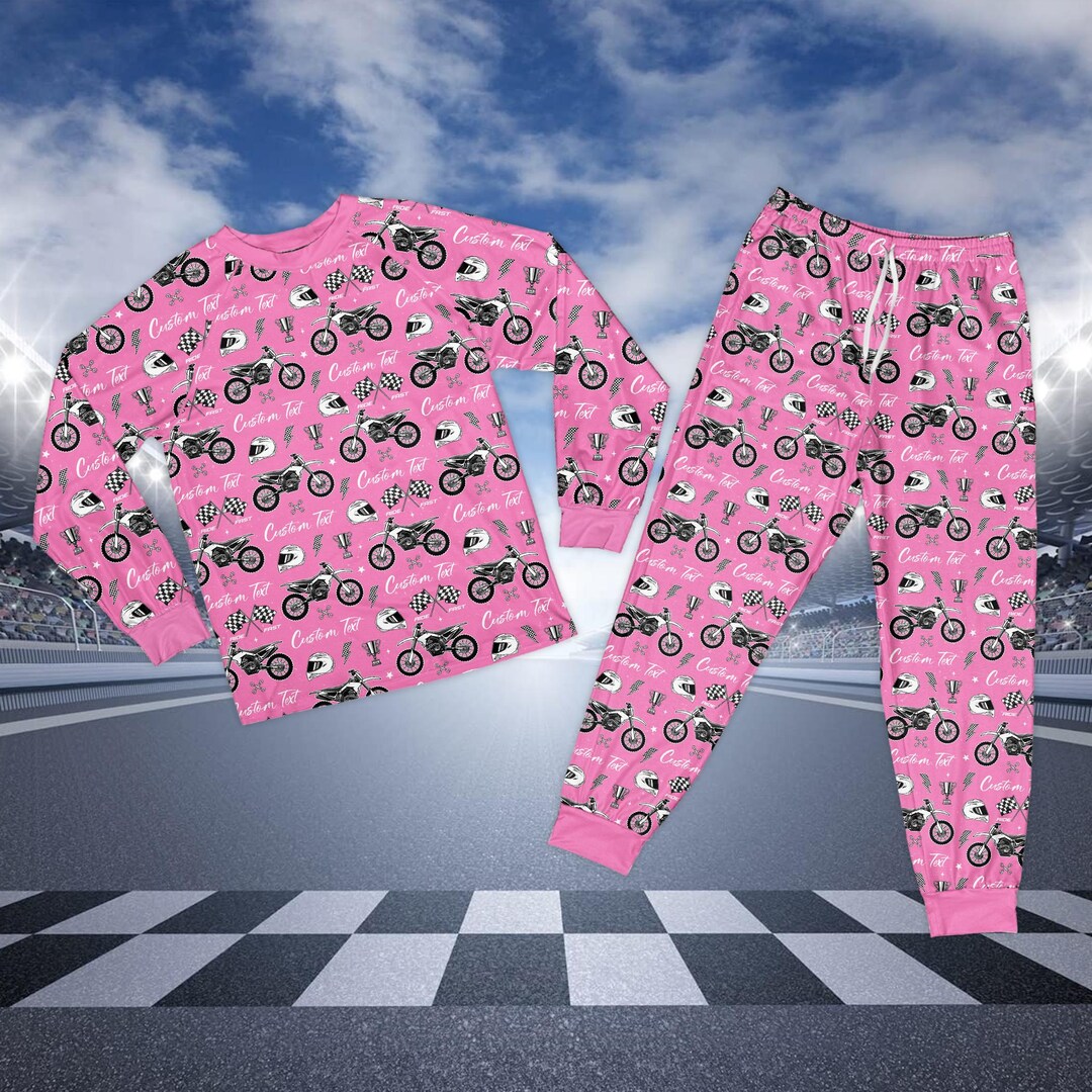 Custom Name Dirt Bike Pajamas, Motocross Long Sleeve Pajamas ...