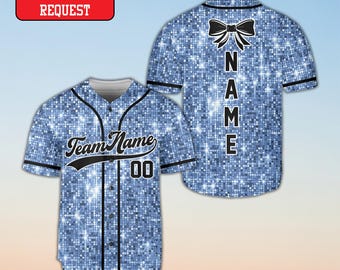 Maglia da baseball personalizzata con effetto glitter, maglia coordinata per cheerleader della squadra Coquette, regalo personalizzato per allenatrice di cheerleader o squadra di danza.