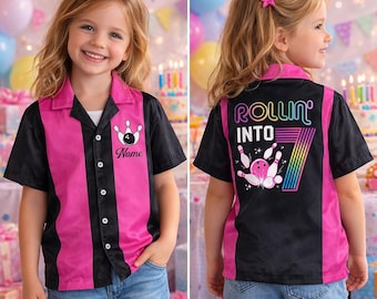 Retro Bowling-Geburtstags-Hawaiihemd, personalisiertes Bowlings-Geburtstags-Button-Shirt, Benutzerdefiniertes Name-Bowling-Liebhabergeschenk