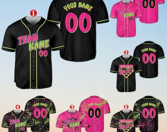 Maglia da baseball con schizzi di vernice, maglia da baseball personalizzata per feste, regalo personalizzato per appassionati di animali