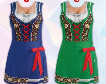 Oktoberfest Dress for Women, Floral Dirndl Dress, Bavarian Beer Festival Dress, German Folk Costume, Oktoberfest Party Outfit, Alpine Style