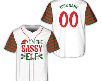 Funny Elf Squad Christmas Baseball Jersey, Personalized Elf Christmas Jersey, I'm The Custom Name Elf Xmas Gift, Matching Xmas Costume