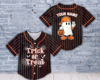 Maglia da baseball personalizzata Boo Ghost di Halloween, maglia personalizzata per feste di Halloween per bambini, regalo abbinato per dolcetto o scherzetto di Candy Hunter