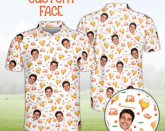 Polo da golf personalizzata con foto, divertente polo senza maniche per uomo e donna per gli amanti del bere, con foto della squadra di golf, regalo per gli appassionati di golf e del bere.