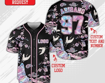 Custom Name K Pop Concert Baseball Jersey, Cherry Blossom Korean Hanbok Themed, Personalized Arirang Matching Logo, Gift For Fan