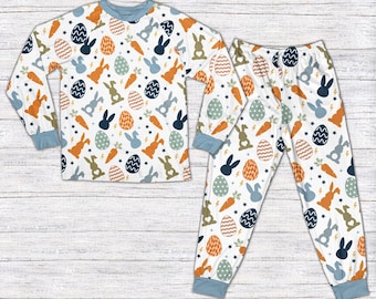 Boy Easter Pajama, Custom Name Kid Easter Egg Hunt Gift, Personalized Happy Easter Pajamas, Bunny Easter Egg Pajamas