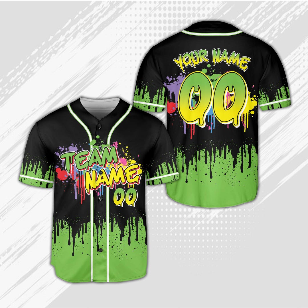 Ink Splatter Baseball Custom Dripping Baseball Jersey, Paint Splatter Personalized Matching ...