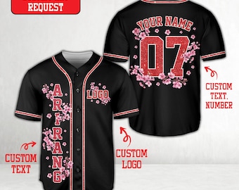 Maglia da concerto Kpop personalizzata Arirang, maglia da baseball personalizzata con fiori di ciliegio, regalo per fan Kpop, abbigliamento per il tour mondiale Kpop