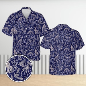 Bigfoot Shirt, Sasquatch Hawaiian Shirt, Cryptid Collection Button Up, Gothic Monster Shirt, Weird Nature Lover Gift