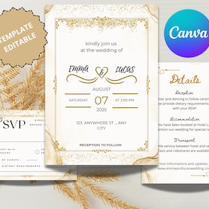 Hochzeitseinladung, bearbeitbare Hochzeitseinladungsvorlage, anpassbare Hochzeitseinladung, modernes Hochzeitseinladungsset, sofortiger Download