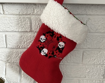 Goth Skull Wreath Christmas Stocking