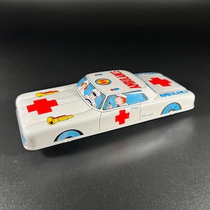 Vintage Tin Friction Ambulance Car - Made in Japan - Mid-century