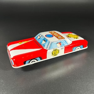 Vintage Tin Friction Fire Chief Squad Car - Made in Japan - Mid-century