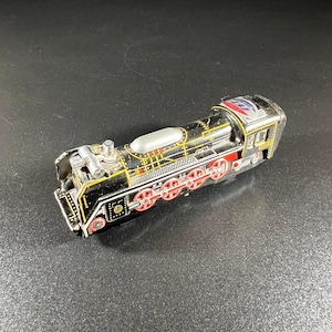 Vintage Tin Friction Black Train Engine - Made in Japan - Mid-century