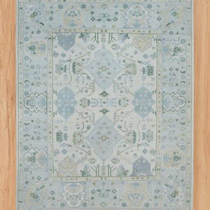Oushak Rug Wool Beige Hand Knotted Turkish Area Rug for Living Room. 3x5, 4x6, 5x7, 5x8, 6x9, 8x10, 9x12, 10x14.