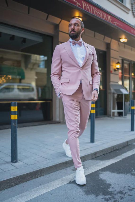 Slim Fit Light Pink Suit: Organic Cotton Groom Style, 2-piece - Etsy Israel