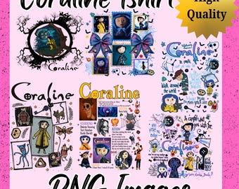 Coraline T-Shirt PNG Bundle: Spooky Digital Designs (Digital Download