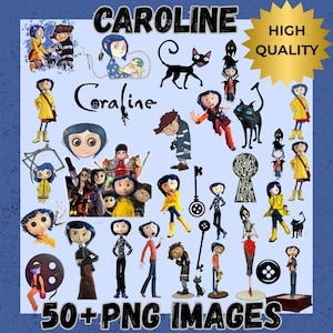 Coraline PNG Clipart Bundle: 50+ Movie Stickers (Digital Download