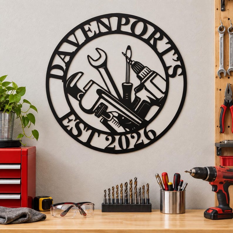 Tool Theme Sign Personalized Tool Wall Art, Custom Metal Workshop Sign, Garage Decor ...