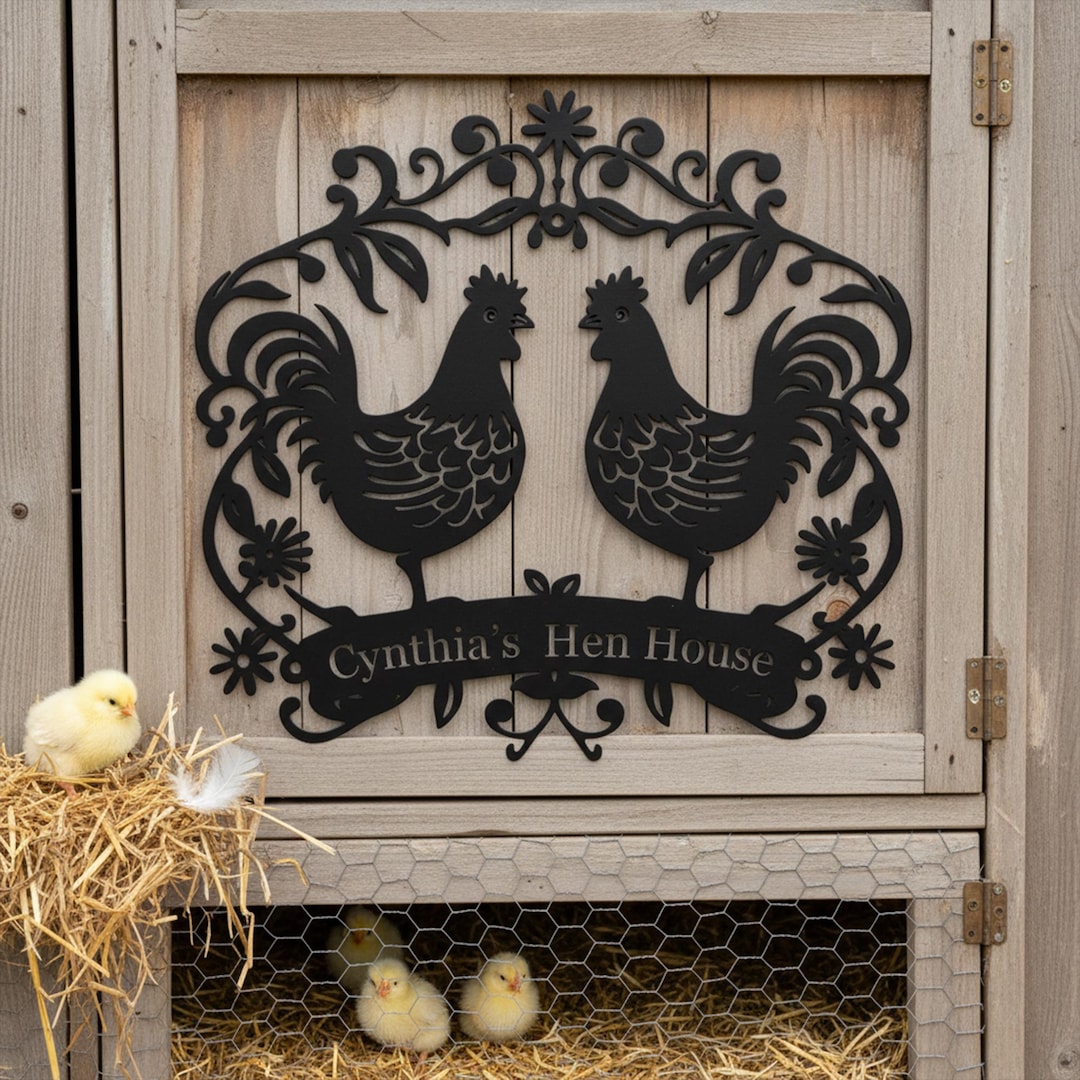 Hen Sign Custom Farm Hen House Metal Sign, Farm Chicken House Decor ...