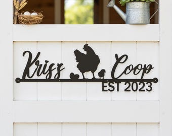 Custom Chicken Coop Metal Wall Art, Custom Established Date Chicken Coop Metal Sign, Farmhouse Decor, Farm Chicken Coop Decor